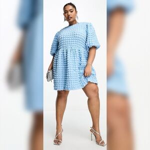 ASOS The Frolic Plus textured tie back bubble mini dress